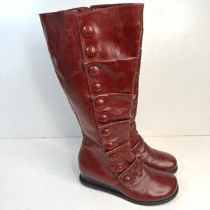 Miz Mooz Bloom Boots Women Size 6 Red Knee Button Witchy Whimsygoth Victorian